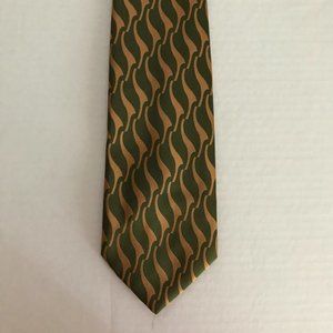 Vintage Yace Men's Necktie Neck Tie Military Green Dark Copper Gold 70s Retro